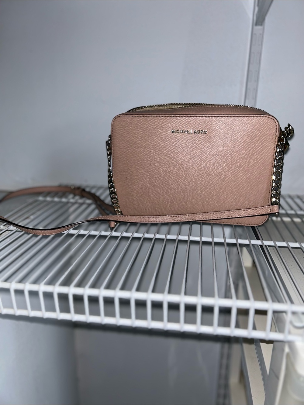 MICHAEL KORS Pink Jet Set Large Leather Crossbody Bag
